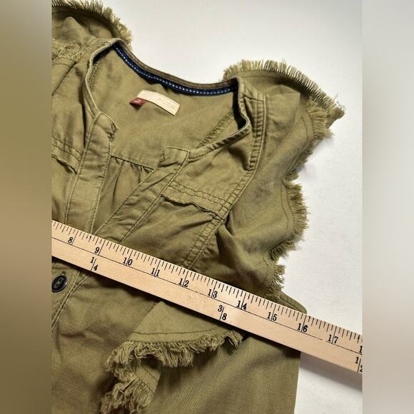 Anthropologie Pilcro Flutter-Sleeve Buttondown Tunic Dress Green Size XS EUC - Picture 7 of 8